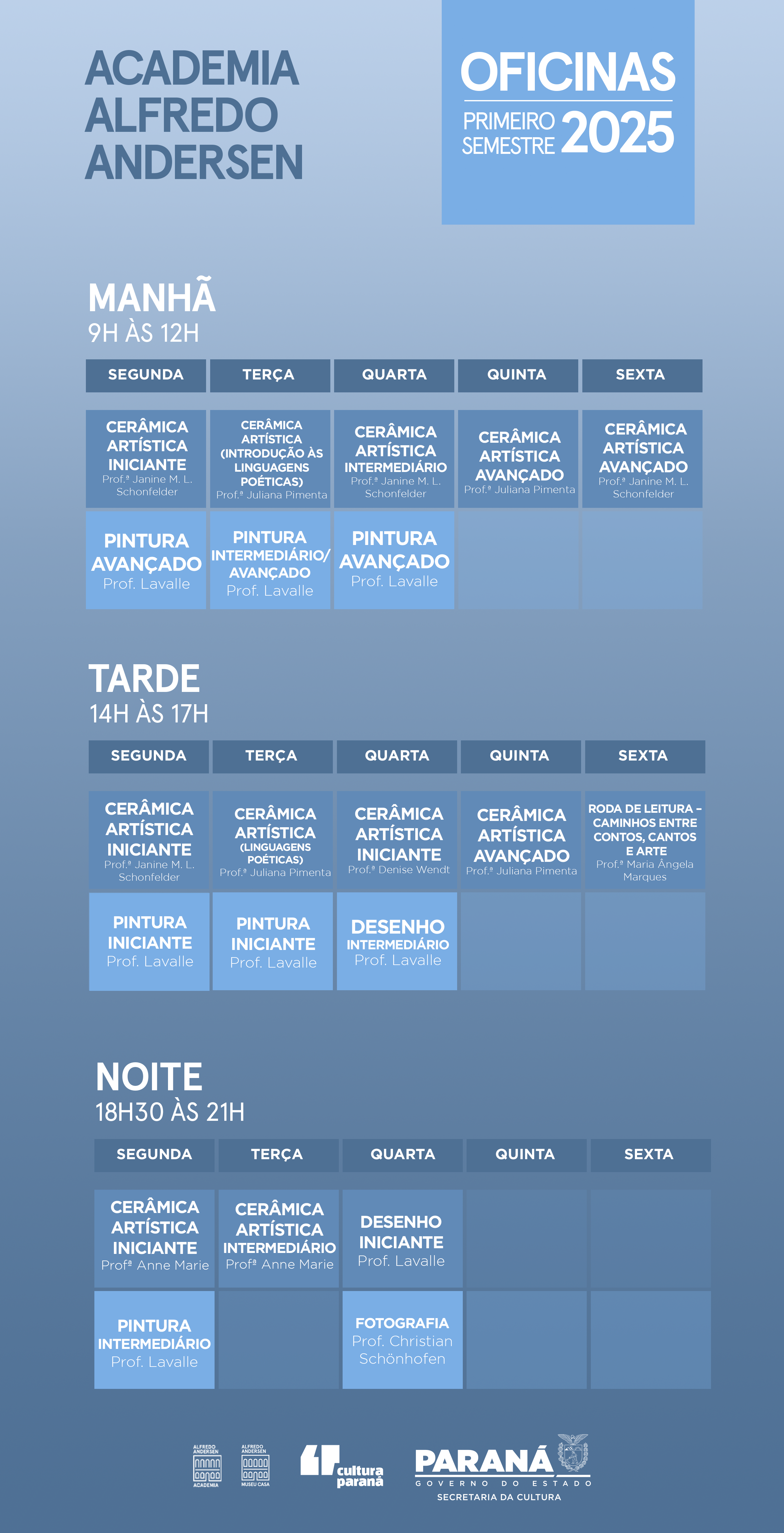 Grade horária 1º sem 2025