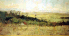 Paisagem do sul 
<br/>
<br/>
0,410 x 0,720m - Coleção particular
<br/>
Retrata arredores de Antonina. Em primeiro plano vê-se vegetação rasteira em tons ocres, amarelos verdes e terra, em meio qual vê-se um cercado. Em segundo plano capão de mata em tons de verdes e ocres, mais acentuados na parte direita. Em terceiro, campos em verde claro com pinceladas acinzentadas no sentido horizontal formando vegetações. 