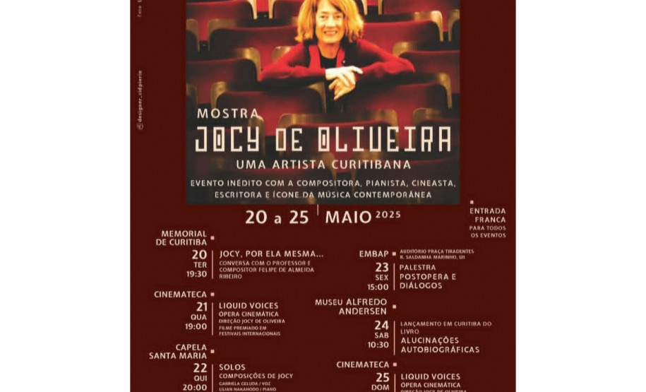 Museu Casa Alfredo Andersen recebe a artista Jocy de Oliveira para lançamento de livro inédito Foto: divulgação