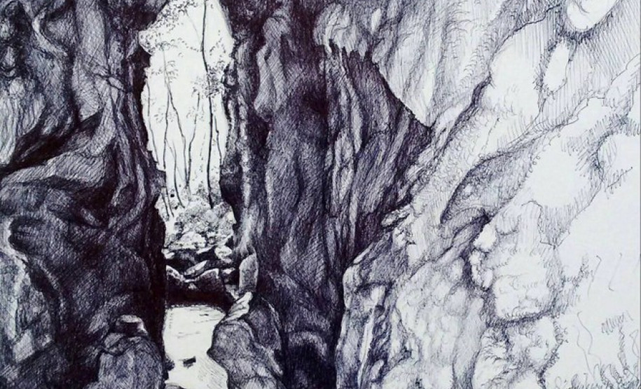 Livro sobre as cavernas do Paraná é lançado no Museu Alfredo Andersen Gruta da Lacinha - Ilustração Birgitte Tümmler