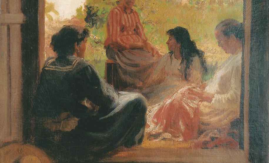 Calendário de exposições de 2017 do Museu Alfredo Andersen inicia com duas novas mostras Mulheres conversando. Obra de Alfredo Andersen.