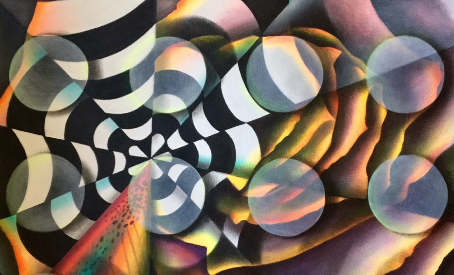 Alunos do Museu Alfredo Andersen expõem obras no Salão Curitibano Obra "Profusão A", pintura em Veladura acrílica sobre tela assinada por Jô Sampaio.